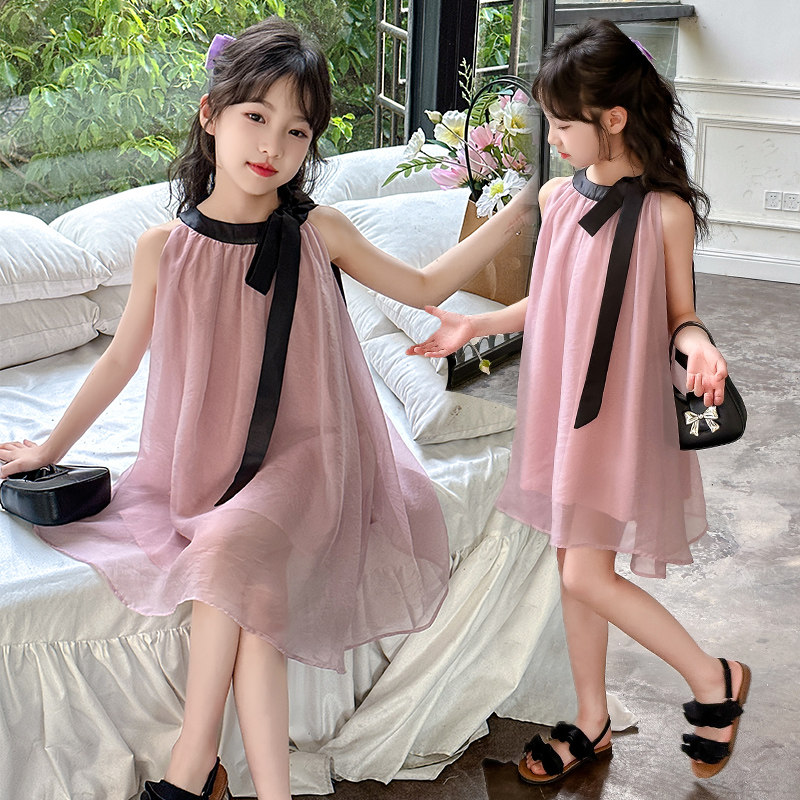 女童夏季无袖公主裙2025新款女孩法式挂脖度假风高级雪纺连衣裙,童装/婴儿装/亲子装,连衣裙,淘宝优惠券,粉丝福利购,淘宝优惠卷