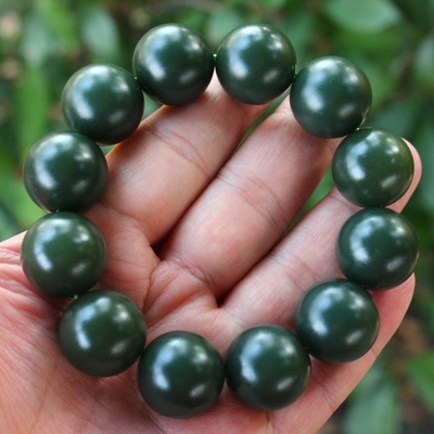 天然新疆和田玉碧玉鸭蛋青手链