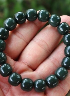 天然新疆和田玉塔青手链