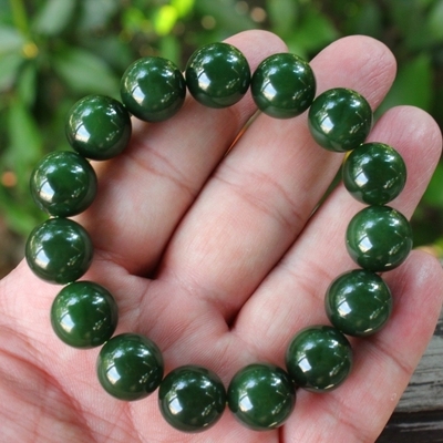 天然新疆和田玉碧玉男士女士手链