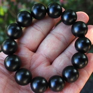 天然新疆和田玉黑羊脂墨玉籽料圆珠男士手链女士手串送证书