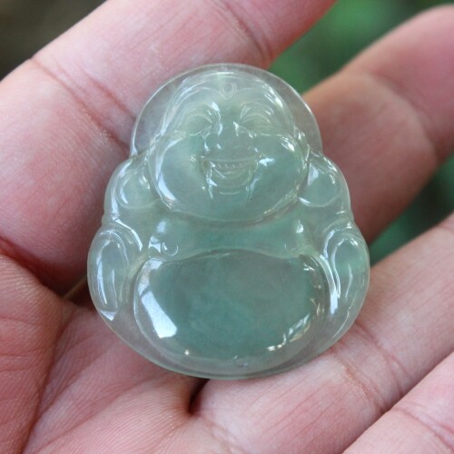 老坑冰种天然翡翠A货佛公挂件弥勒佛坐佛吊坠送证书