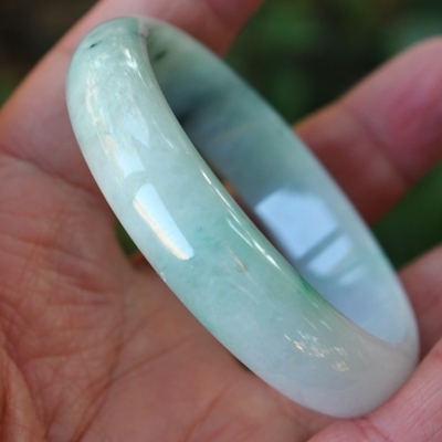 飘花天然翡翠A货手镯贵妃镯