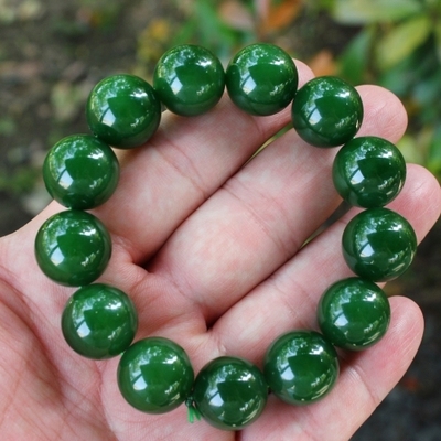 收藏级天然新疆和田玉碧玉手链