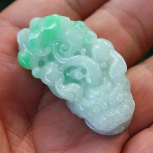 老坑冰糯种浅阳绿天然翡翠A货貔貅挂件玉吊坠送证书