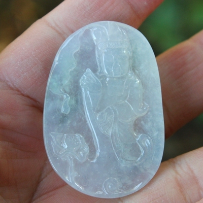 冰种天然翡翠A货观音挂件