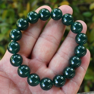 老坑冰糯种老蓝水满绿天然翡翠A货手链男士女士玉手串送证书