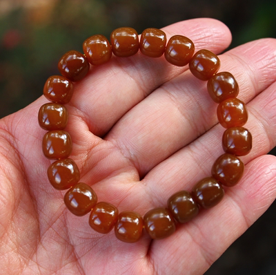 天然桶珠手串新疆和田玉糖玉