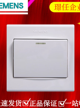 西门子开关面板品宜白色一开双控带荧光 86型 5TAO613-3NC01 家用