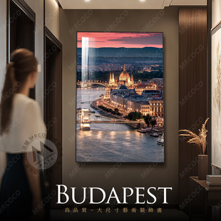 竖幅落地大尺寸城市风景装 饰画走廊玄关画建筑摄影艺术挂画轻奢画