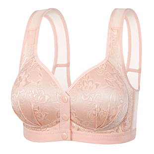 前扣妈妈文胸女全罩杯无钢圈舒适透气大码 中老年收副乳上托薄内衣