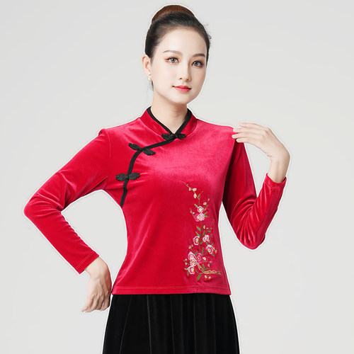 曼晴雪金丝绒秋冬广场舞服装上衣