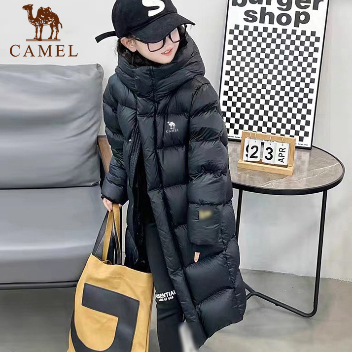 骆驼羽绒服中长款连帽儿童鸭绒服灰鸭绒韩版童装棉服男童女童同款