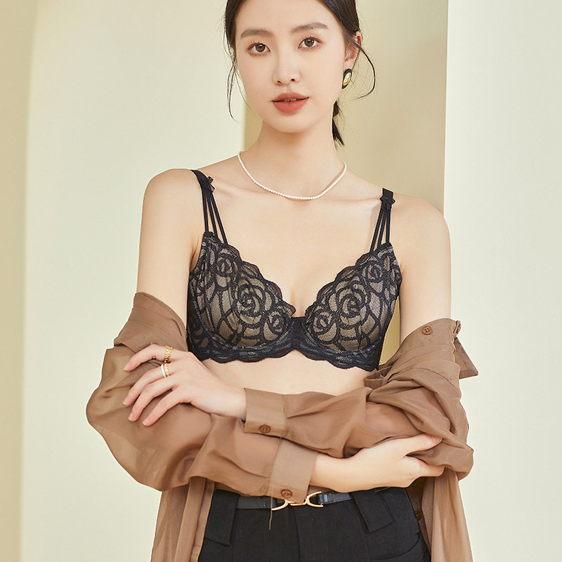 真丝性感记忆软钢圈薄款文胸 桑蚕丝蕾丝防凸点内衣大胸显小,女装/女士精品,大码内搭,淘宝优惠券,粉丝福利购,淘宝优惠卷