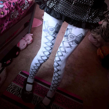 Sexy Stockings印花袜子女甜酷风日系连裤袜四季JK款