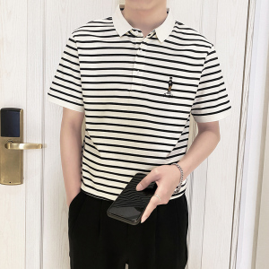 PL1166-P58控78 2025春夏时尚条纹POLO衫男韩版百搭短袖翻领T恤潮,男装T恤,星座1101-1