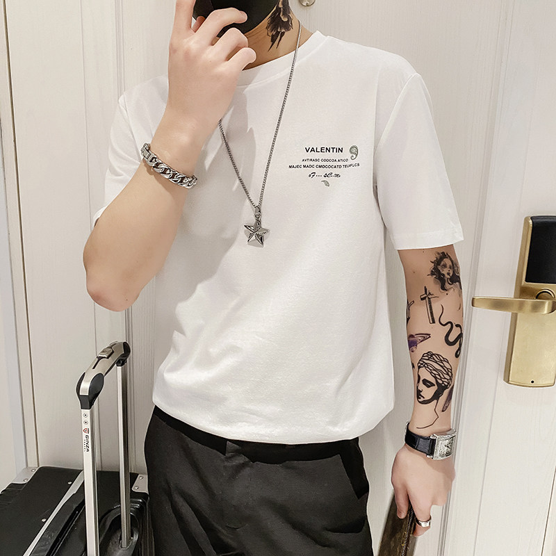 6636P45控682025夏季男短袖青年百搭体恤日系宽松潮流印花T恤,男装T恤,星座1101-1