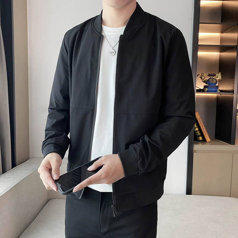 JK2202-P88控118秋季新款纯色百搭夹克男韩版时尚棒球领外套潮黑，男装夹克，星座1101-1