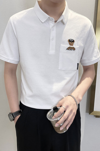 PL1135-P58控78 2025春夏新款韩版POLO衫男士短袖翻领T恤保罗衫黑图片