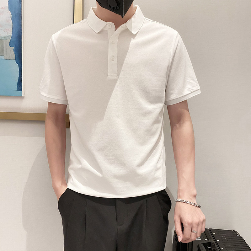 6888-特P38控58高品质不起球不褪色不变形9色纯色POLO衫男短袖白,男装T恤,星座1101-1