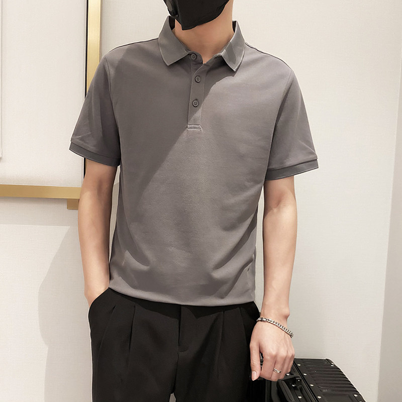 6888特P38控58高品质不起球不褪色不变形9色纯色POLO衫男短袖深灰,男装T恤,星座1101-1