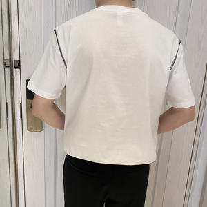 T8015-P55控75时尚夏季新款男士短袖V领T恤潮流百搭休闲上衣ins图片