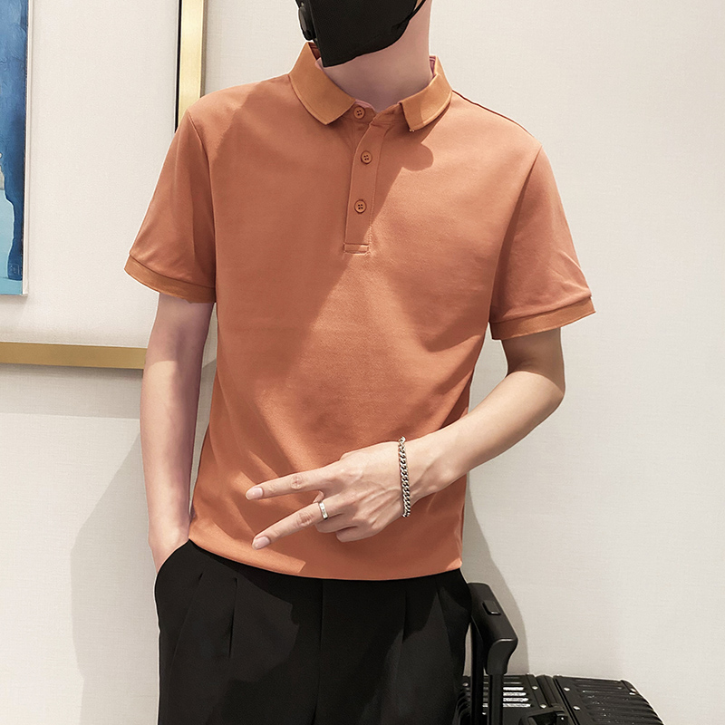 6888特P38控58高品质不起球不褪色不变形9色纯色POLO衫男短袖桔红，男装T恤，星座1101-1