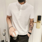 6888特P382025夏季polo衫短袖男士韩版潮流翻领半袖纯色t恤白，男装T恤，星座1101-1