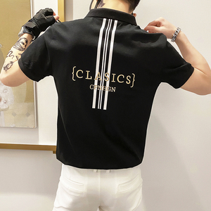 6675 P55控78 2025夏季男士修身短袖翻领POLO衫刺绣保罗衫短袖T恤图片