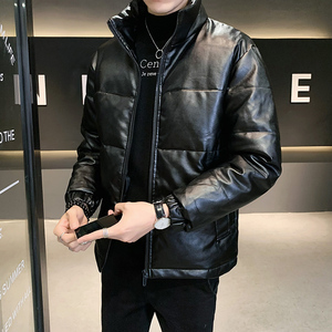 MY8900 P135控175 冬季男士皮外套简约纯色加厚保暖棉衣皮棉衣男图片