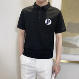 PL1116-P58控78翻领短袖T恤男士2025夏新款POLO衫时尚潮流韩版黑，男装Polo衫，星座1101-1