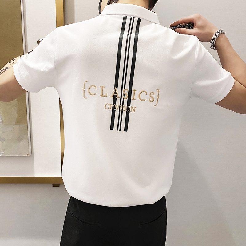 6675P55控782025夏季男士修身短袖翻领POLO衫刺绣保罗衫短袖T恤，男装T恤，星座1101-1