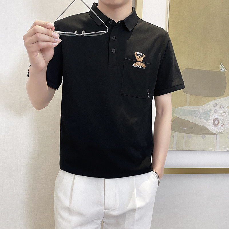 PL1135-P58控782025春夏新款韩版POLO衫男士短袖翻领T恤保罗衫黑,男装T恤,星座1101-1
