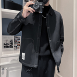 JK6656P108控1482025春季男夹克外套工装上衣翻领明线简约黑色，男装夹克，星座1101-1