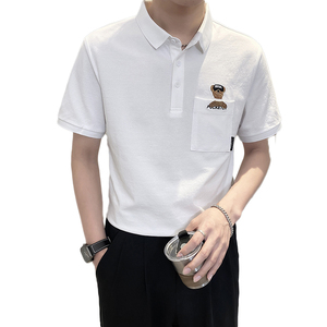 PL1135-P58控78 2025春夏新款韩版POLO衫男士短袖翻领T恤保罗衫黑图片