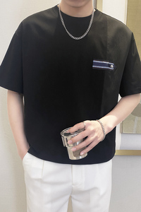 T9556-P55控75夏季宽松休闲短袖T恤男士百搭时尚体恤衫潮半袖上衣图片