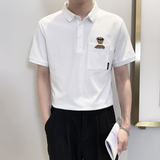 PL1135-P58控782025春夏新款韩版POLO衫男士短袖翻领T恤保罗衫白，男装T恤，星座1101-1