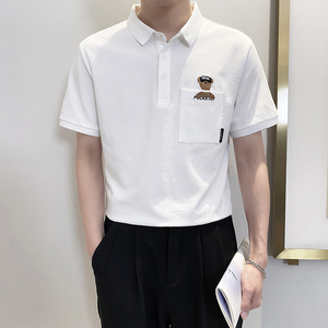 PL1135-P58控78 2025春夏新款韩版POLO衫男士短袖翻领T恤保罗衫白图片