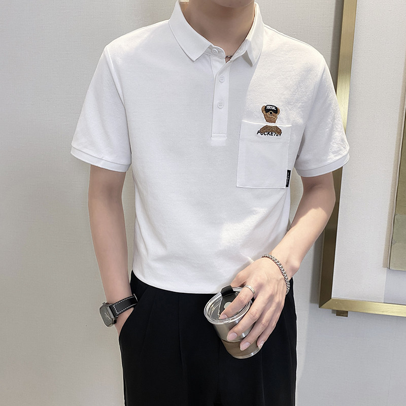 PL1135-P58控782025春夏新款韩版POLO衫男士短袖翻领T恤保罗衫白,男装T恤,星座1101-1