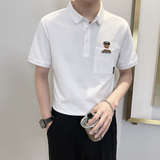 PL1135-P58控782025春夏新款韩版POLO衫男士短袖翻领T恤保罗衫白，男装T恤，星座1101-1