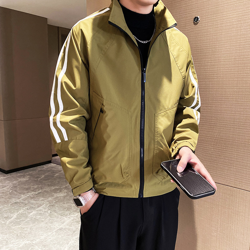 JK01P78控108薄款休闲夹克男士痞帅织带拼接青中年立领外套潮牌,男装夹克,星座1101-1