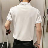 6888特P382025夏季polo衫短袖男士韩版潮流翻领半袖纯色t恤白，男装T恤，星座1101-1
