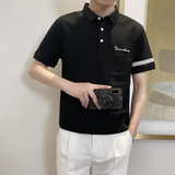 PL1157-P58控78时尚休闲保罗衫男士夏季韩版短袖POLO衫ins潮T恤黑，男装Polo衫，星座1101-1