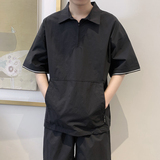 T1921-P70控90短袖衬衣男2025夏季新款翻领短袖T恤时尚POLO衫上衣，男装Polo衫，星座1101-1