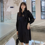 韩系氛围感穿搭衬衫连衣裙女春秋2025新款超好看赫本小黑裙高级感，女装连衣裙，浙宝217