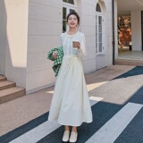 绿色格子马甲连衣裙女秋季2025新款法式休闲设计感长袖裙子两件套，女装套装/套裙，浙宝217