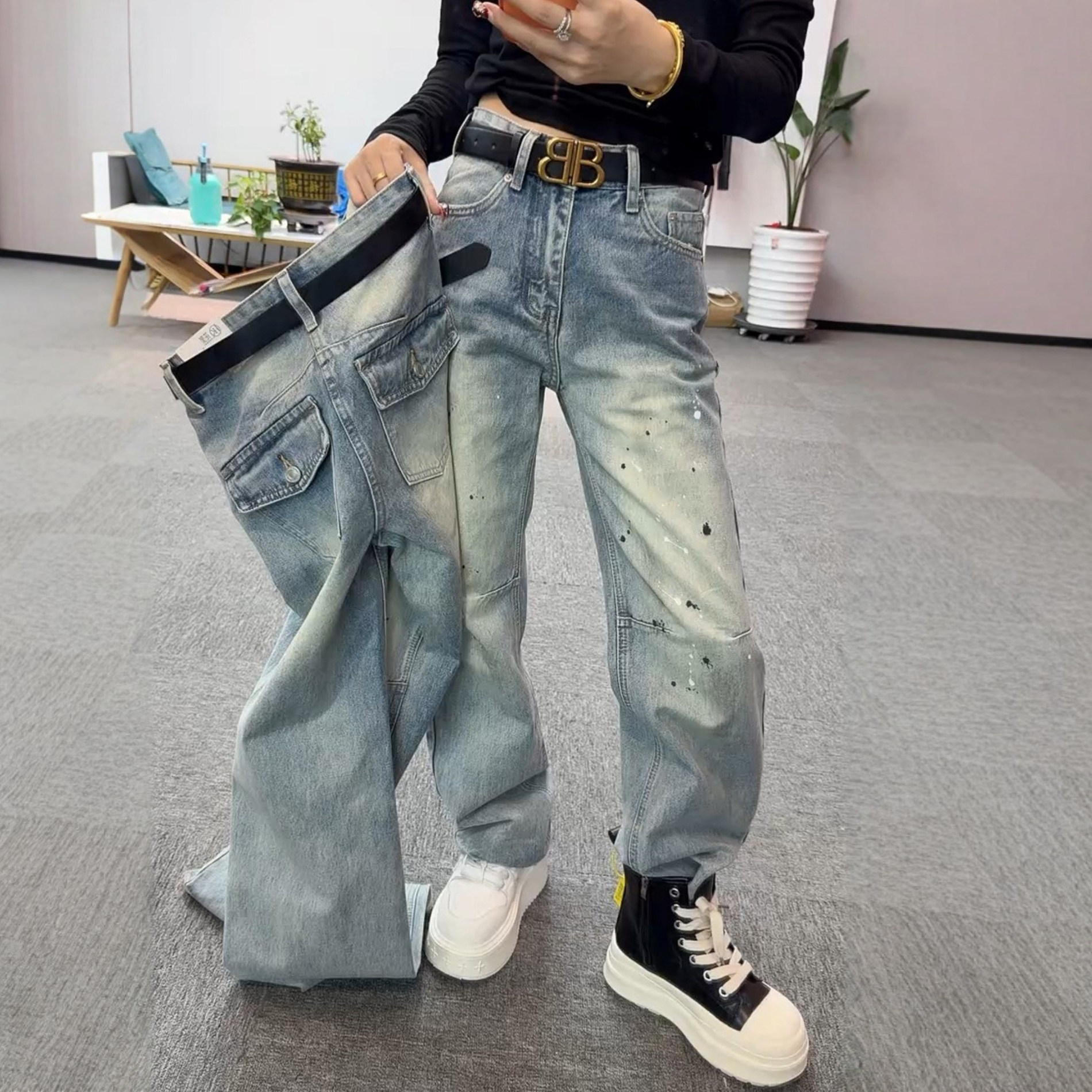 大码阔腿牛仔裤女春季2026新款胖mm显瘦粗腿宽胯梨型身材直筒裤子,女装/女士精品,大码裤装,淘宝优惠券,粉丝福利购,淘宝优惠卷
