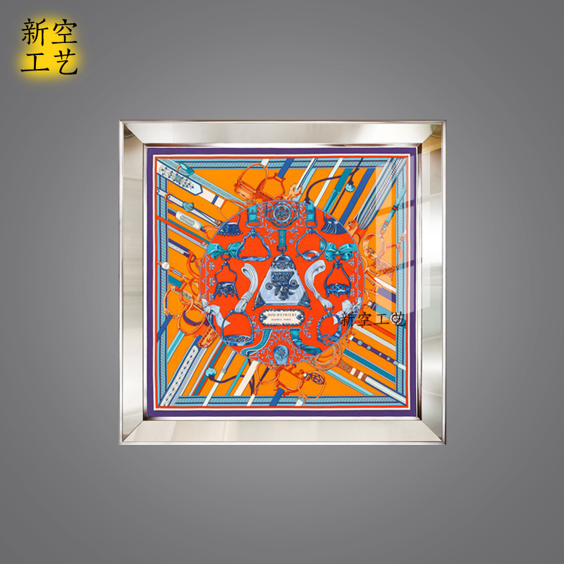 新空爱马风丝巾装饰画酒店餐厅客厅玄关挂画壁画欧式皇家马镫图片