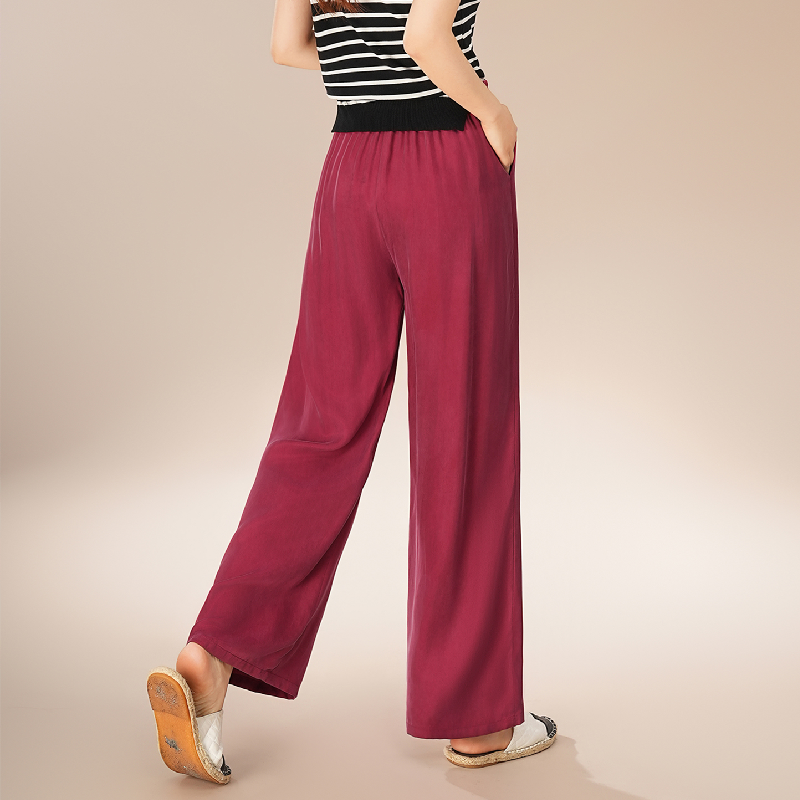 真铜氨丝窄版阔腿裤九分直筒女夏