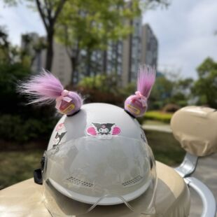 创意搞怪头盔配饰电动车装饰可爱丸子头头盔蝴蝶结发夹炸毛冲天辫